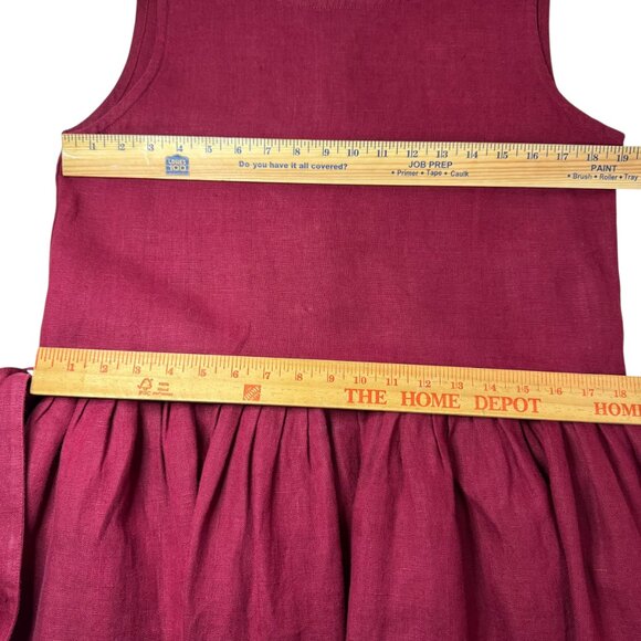 Palava Maroon Red Linen Dress with White Deer Print  |SZ: M | Sleeveless - Picture 11 of 14